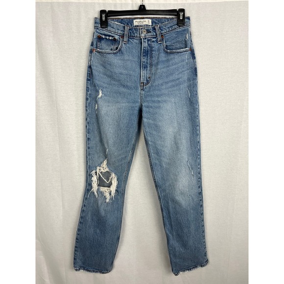 Abercrombie & Fitch Denim - Abercrombie and Fitch 90's Straight Ultra Light Rise Distressed Jeans